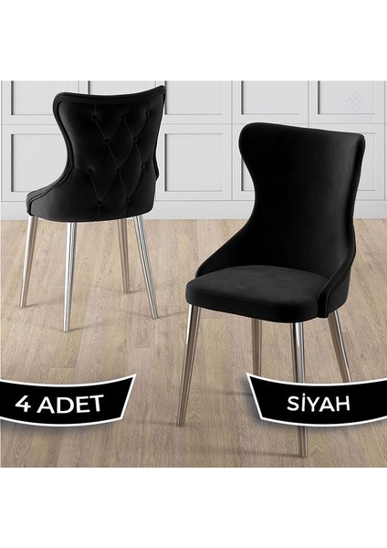 Alpa Serisi 4 Adet Mutfak Sandalyesi Krom Kaplama Metal Ayak Babyface Kumaş