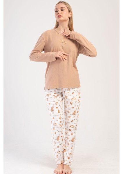 Pamuklu Kadın Uzun Kol Pijama Takım , 404028