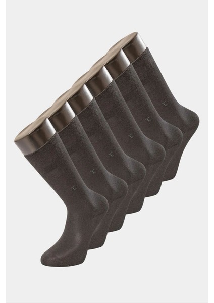 9101 Erkek Bamboo Düz Soket Çorap 6'lı Paket-Antrasıt