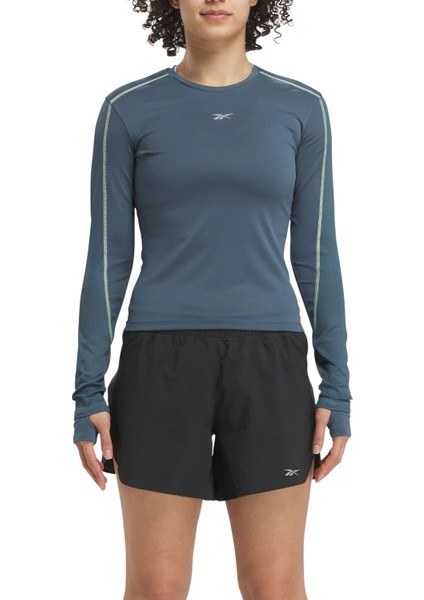 RUNNING RBK FIRE 1/4 ZIP HAVACI MAVI Kadın Uzun Kol T-Shirt