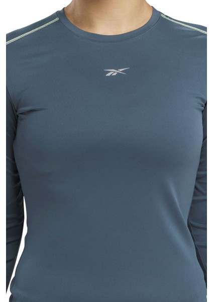 RUNNING RBK FIRE 1/4 ZIP HAVACI MAVI Kadın Uzun Kol T-Shirt modelleri