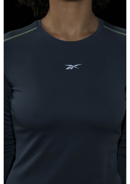 RUNNING RBK FIRE 1/4 ZIP HAVACI MAVI Kadın Uzun Kol T-Shirt fırsatları