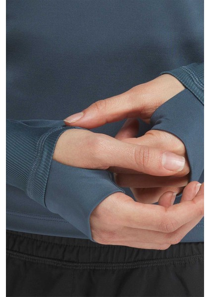 RUNNING RBK FIRE 1/4 ZIP HAVACI MAVI Kadın Uzun Kol T-Shirt indirimleri