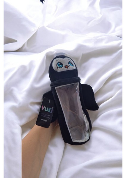 3D Pelüş ve Şeffaf Fermuarlı Dikey Kalem Kutusu Kalemlik Peluş