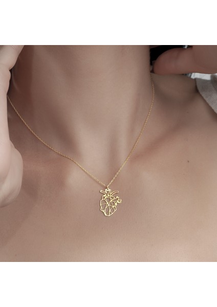 925 Ayar Gümüş Origami Kalp Kolye modelleri