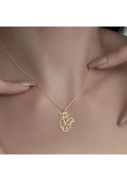 925 Ayar Gümüş Origami Kalp Kolye indirimleri