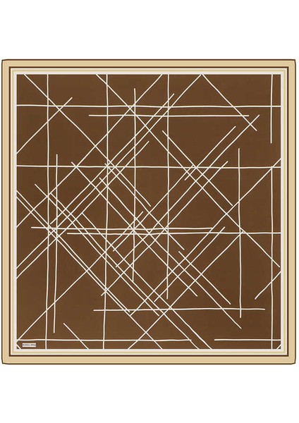 Kahverengi Yankı Desen Twill Ipek Eşarp