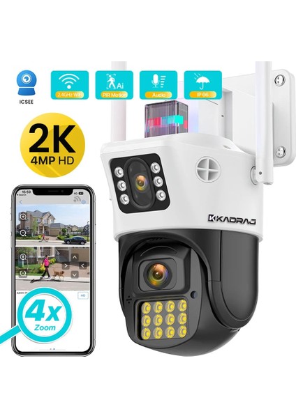 4mp Hd Wıfı Ip Kamera Açık Ptz Çift Lensli Aı Ile Akıllı Izleme Güvenlik Cctv Kamera