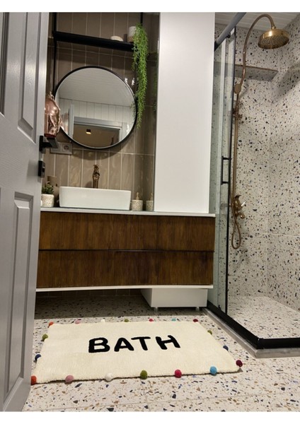 Bath Yazılı Ponponlu Banyo Paspası 90×57 fiyatları