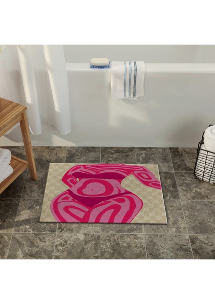 Pembe Temalı Kadın Manken Desenli Modern Dekoratif Banyo Paspası 90×60 fiyatları