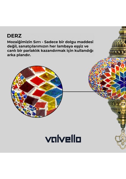 Diadora / Valvello Dekoratif El Yapımı Olta Mozaik Lamba