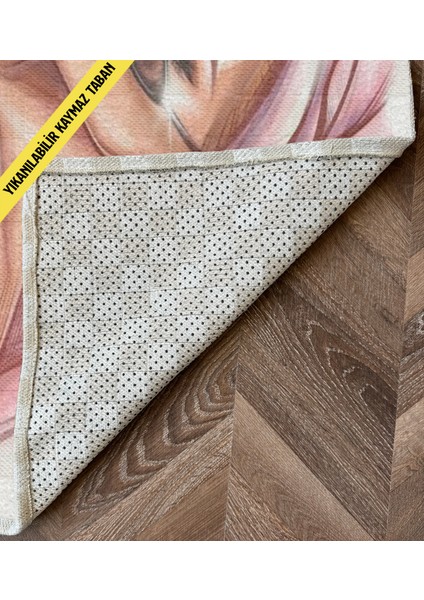 Pudra Bej Temalı Kadın Portre Desenli Modern Dekoratif Banyo Paspası 90×60 Dijital Baskı fırsatları