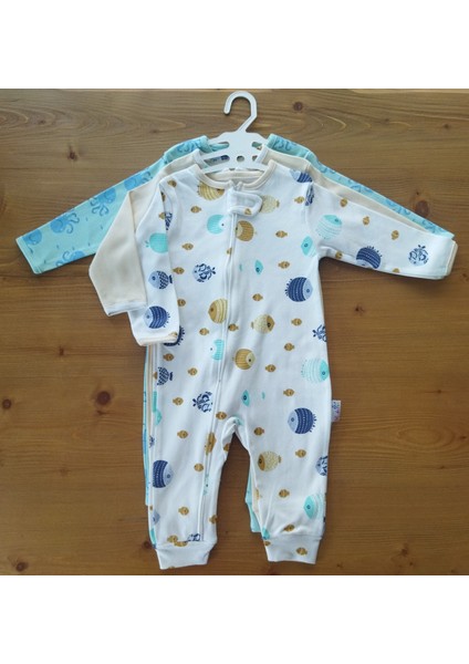 Fermuarlı Balık Desenli 3lü Tulum