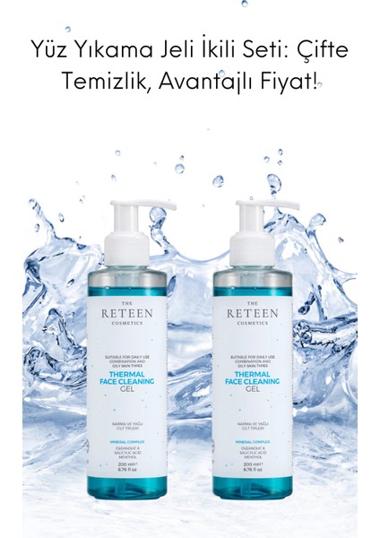 2'li Paket Avantajlı Fiyat Siyah Nokta Karşıtı Mineral Kompleks Termal Yüz Temizleme Jeli 2 Adet 200 Ml*