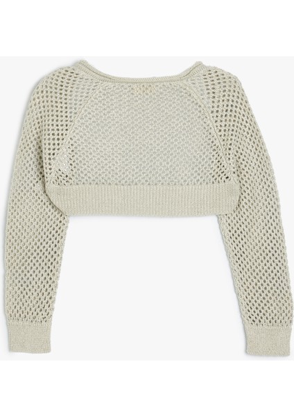 Crop Triko Hırka Ajurlu Uzun Kollu fiyatları