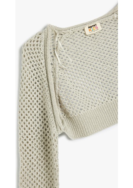 Crop Triko Hırka Ajurlu Uzun Kollu modelleri