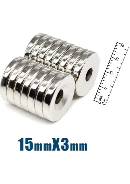 5 Adet 15X3 mm Havşa Delikli Çok Güçlü Neodyum Mıknatıs Magnet