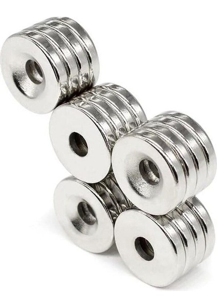 5 Adet 15X3 mm Havşa Delikli Çok Güçlü Neodyum Mıknatıs Magnet