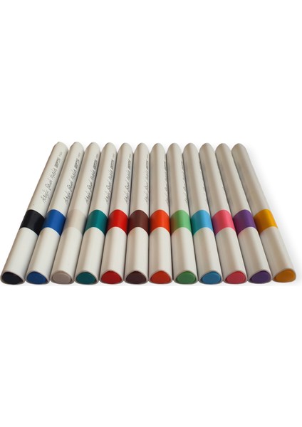 F1534 Akrilik Brush Marker (Fırça Uçlu Boya Makörü) 12 Renk Plastik Çantalı