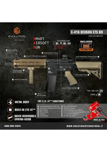 E-416 Devgru Ets Br Siyah-Çöl Airsoft Tüfek