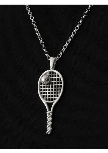 925 Ayar Tenis Raketi Topu Kolye