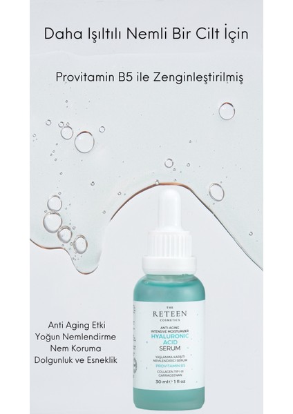 The RETEEN Cosmetics 2'li Set Avantajlı Fiyat Serum Seti Dolgunlaştırıcı ve Anti Aging Etki Provitamin B5 Yoğun Nemlendirici Hyaluronic Acid Cilt Serumu 30 ml