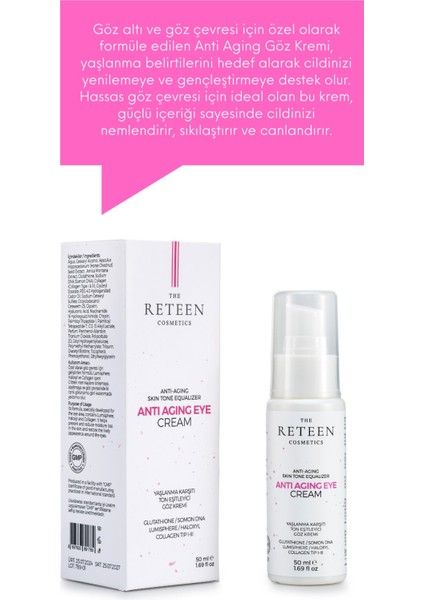 The RETEEN Cosmetics Ikili Set Avantajlı Fiyat Yaşlanma Torba Karşıtı Ton Eşitleyici Lumisphere Kolajen Göz Kremi 50 ml ve 24 Saat Etkili Yoğun Onarıcı Kırmızı Yosun Bariyer Koruyucu Nemlendirici Cilt Bakım Kremi 50 ml