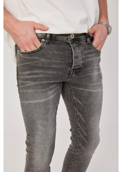 Gri 15590 Slim Kesim Taşlamalı Gri Jean indirimleri