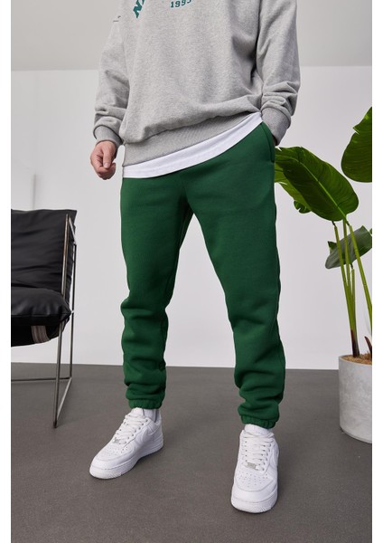 Şardonlu Paçası Lastikli Yeşil Eşofman