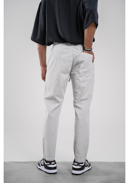 Gri Dar Paça Boyfriend Fit Gabardin Pantolon