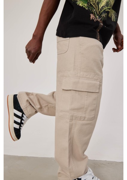 Df Kargo Cepli Krem Baggy Pantolon
