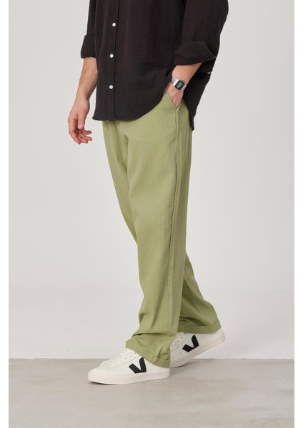 Krinkıl Kumaş Yeşil Pantolon modelleri