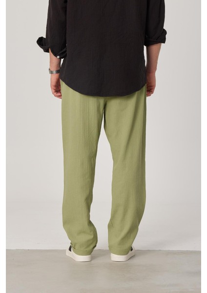 Krinkıl Kumaş Yeşil Pantolon fırsatları