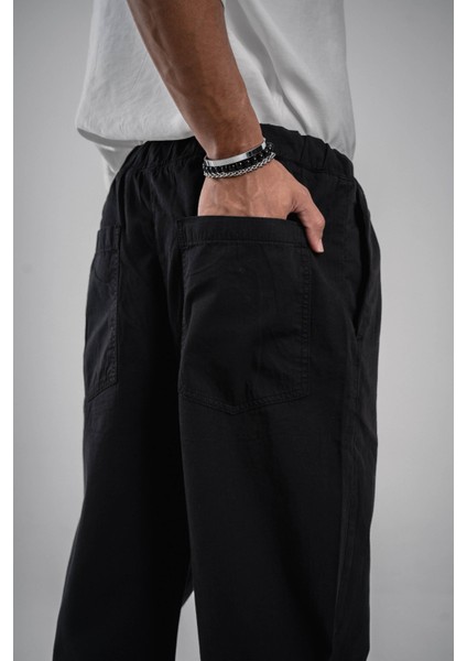 Siyah Bol Kesim Gabardin Pantolon indirimleri