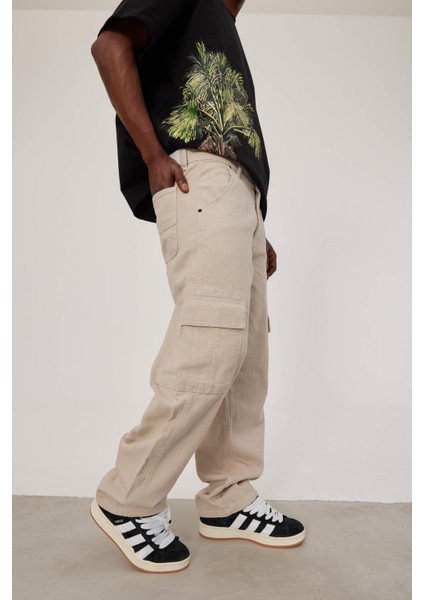 Df Kargo Cepli Krem Baggy Pantolon