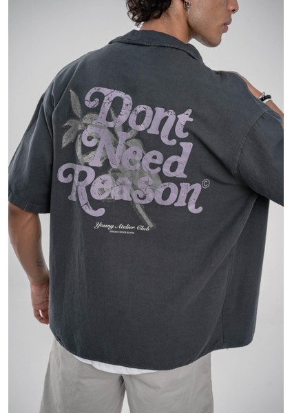 Dont Need Reason Yazılı Füme Pamuklu Gömlek