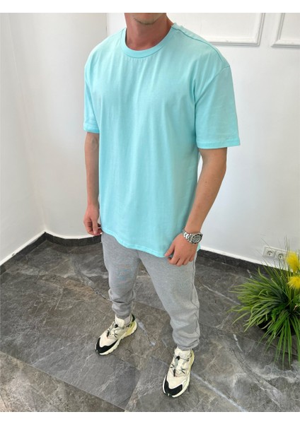 Düz Kesim Basic Turkuaz Tshirt fiyatları