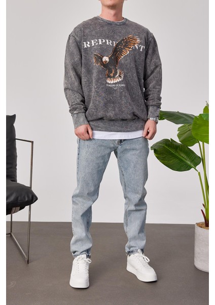 Represent Yazılı Füme Yıkamalı Sweatshirt