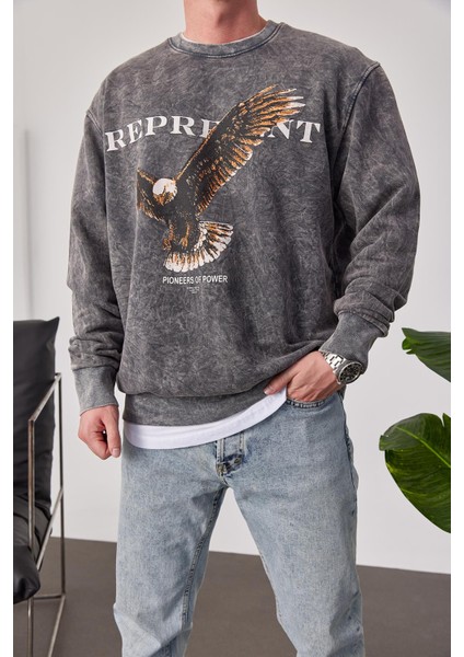 Represent Yazılı Füme Yıkamalı Sweatshirt fiyatları