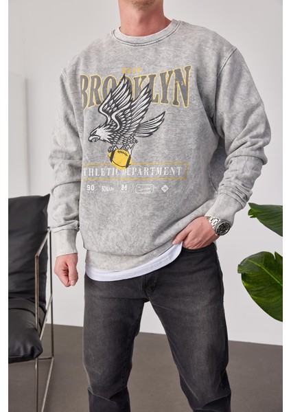 Brooklyn Yıkamalı Gri Sweatshirt fiyatları