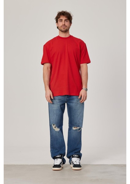 Kırmızı Oversize Basic Tshirt