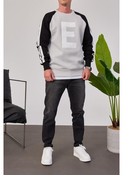 E Harf Baskılı Gri Sweatshirt fırsatları
