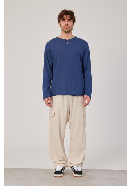 İndigo Uzun Kollu İnce Mevsimlik Üst