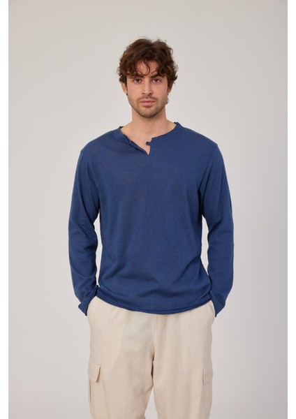 İndigo Uzun Kollu İnce Mevsimlik Üst