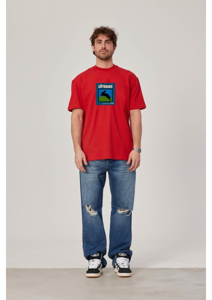 Grybrand Tavşan Baskılı Kırmızı Tshirt