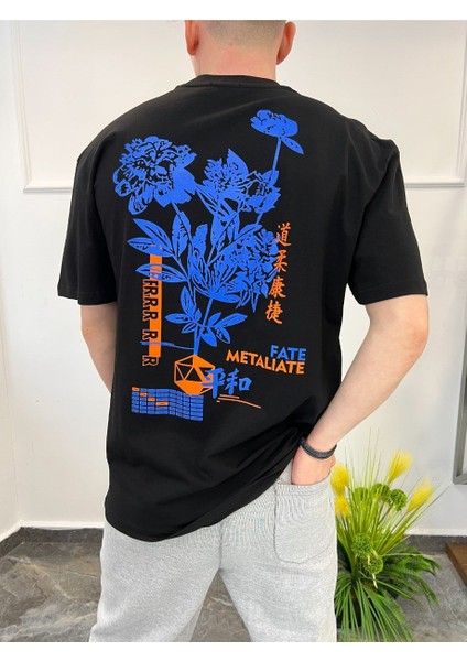 Arka Çiçek Desenli Siyah Tshirt modelleri