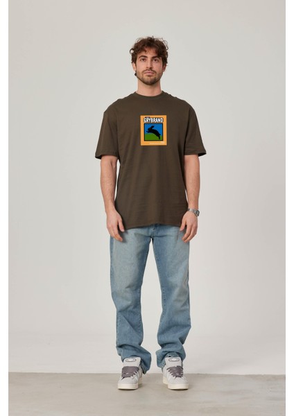 Grybrand Tavşan Baskılı Haki Tshirt