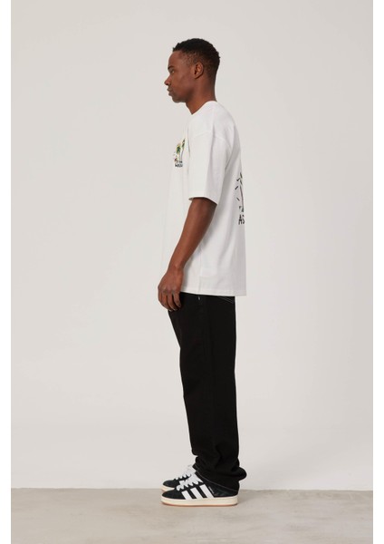 Arkası Palmiye Baskılı Beyaz Tshirt fırsatları