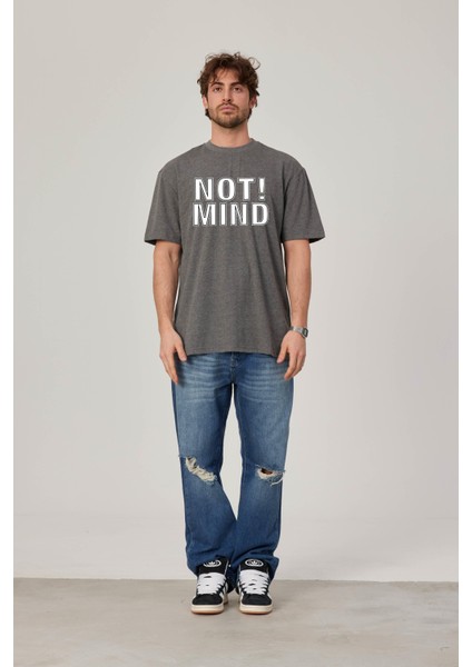 Not Mind Yazılı Gri Tshirt