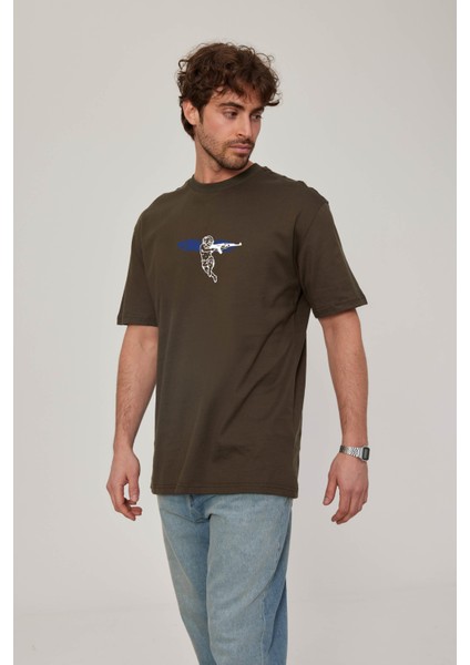 Melek Baskılı Haki Tshirt